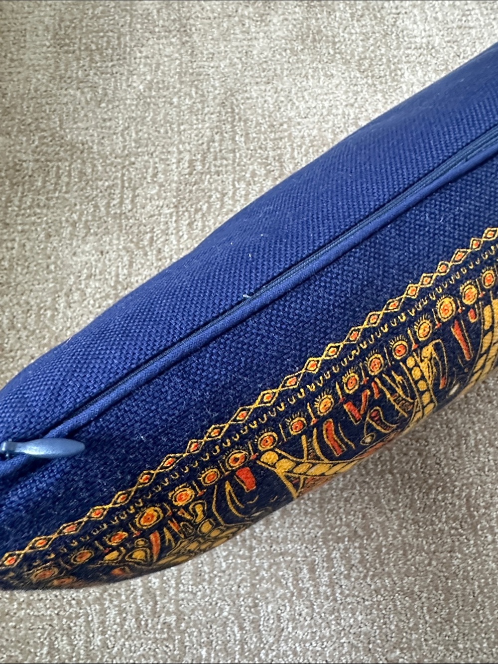 Dior Navy & Yellow Giraffe Accent Pillow with a Pop of Orange Like New - Picture 9 of 14